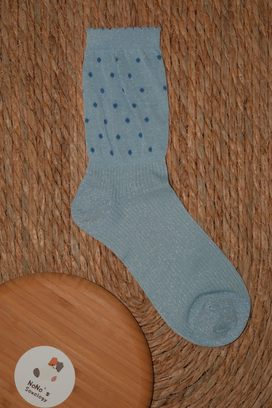 Blue Polka Dot Lace Socks